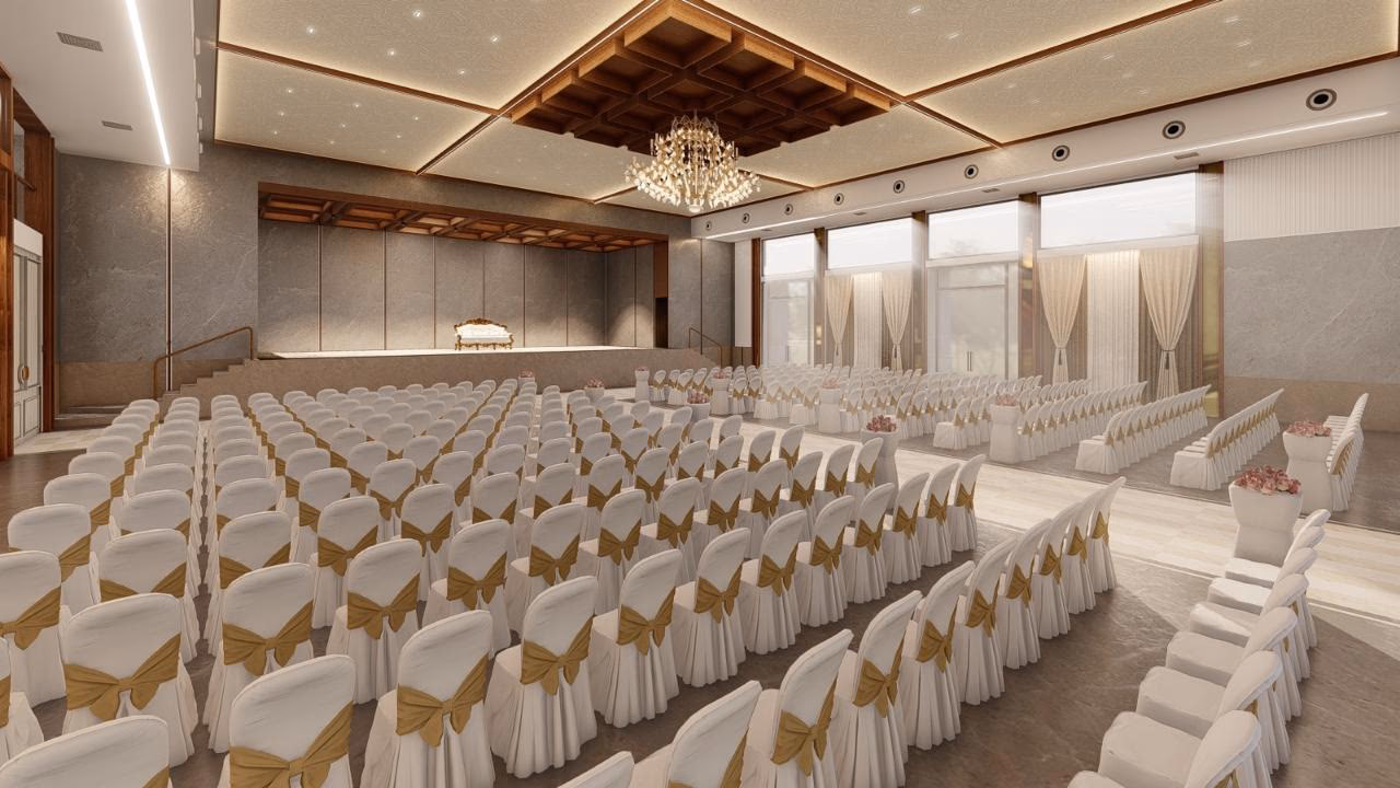 The pillarless wedding mandapam at JS Grand, Kumbakonam