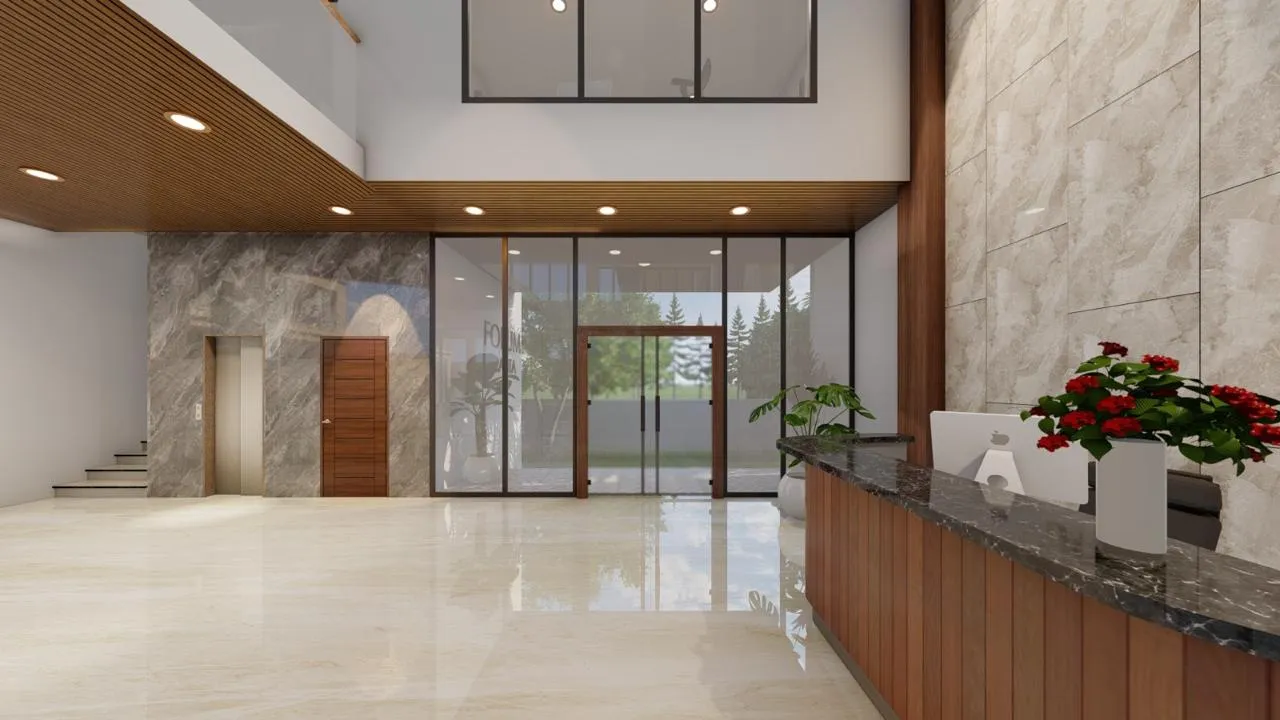 The arrival lobby and reception at JS Grand, Kumbakonam — 7