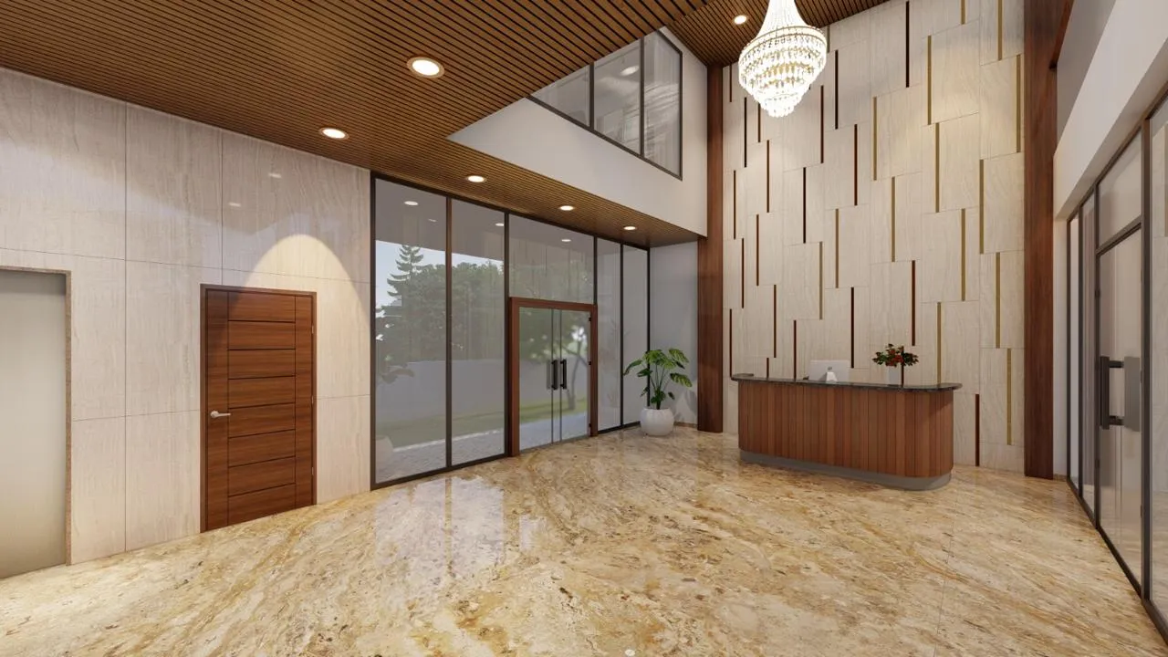 The arrival lobby and reception at JS Grand, Kumbakonam — 5