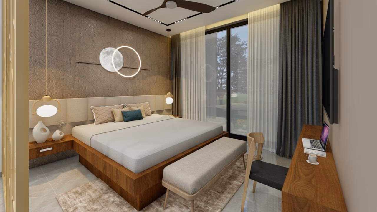 A suite at JS Grand, Kumbakonam — one of twenty rooms around the courtyard
