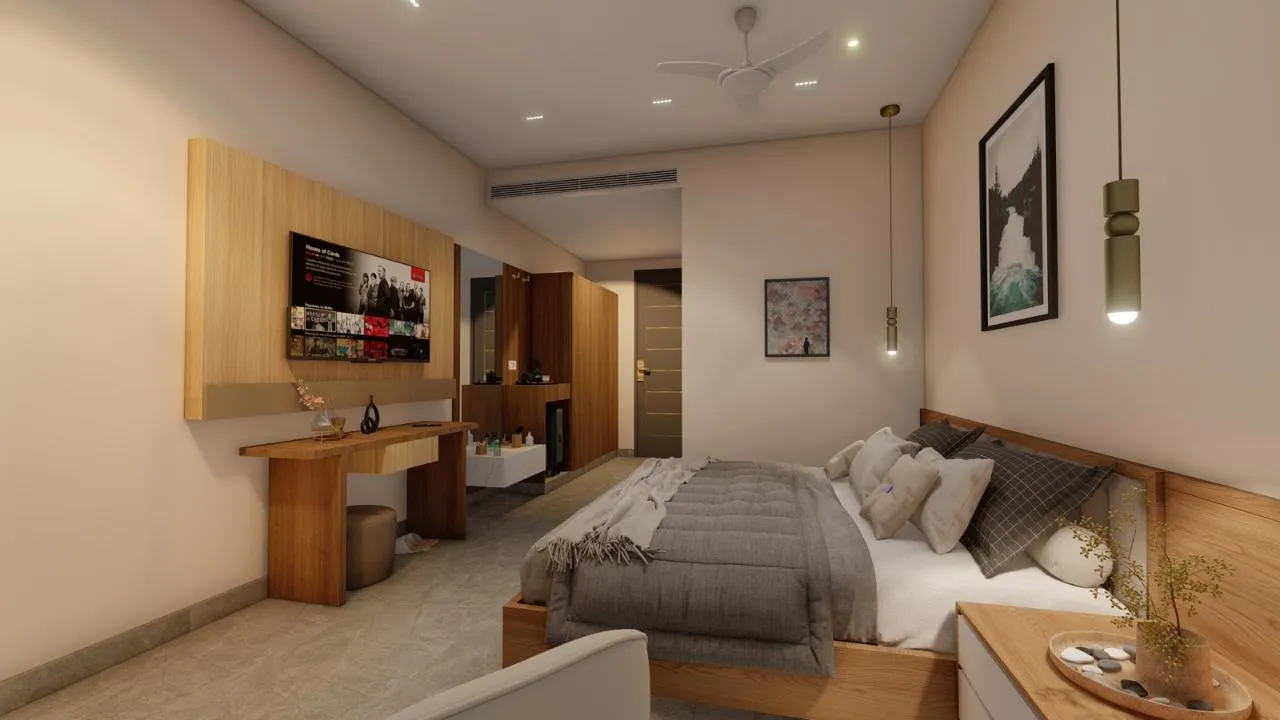 Guest room details and corridors at JS Grand, Kumbakonam — 2